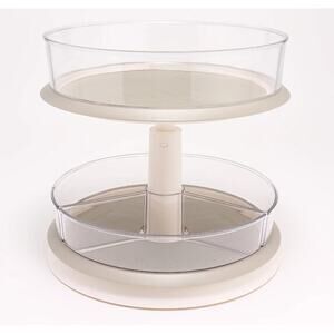 Cella 2 Tier Adjustable Turntable Organizer Refrigerator Pantry Lazy Susan NEW